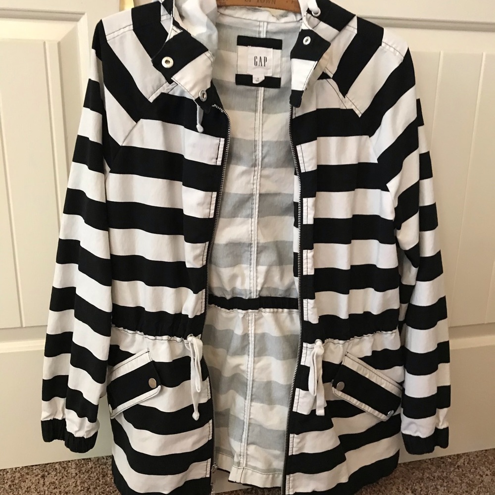 Gap stripe cotton hooded jacket